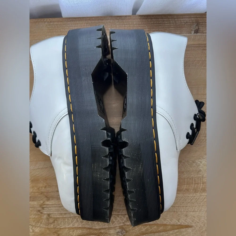 Dr. Martens 1461 Quad White Smooth Leather Platform Shoes Women’s Size 6